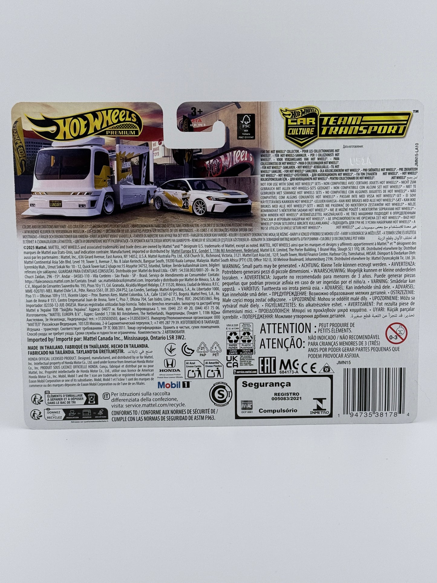 Hot Wheels 2026 Legends Tour Honda Civic Team Transport
